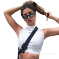 2021 Women summer activewear wholesale high quality trendy style casual sexy fitness corset turtle neck cotton gym crop top
